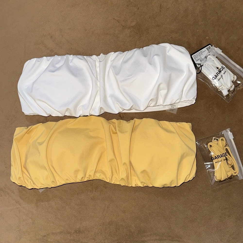 GARAGE Scrunchie Bandeau bikini tops NWT
